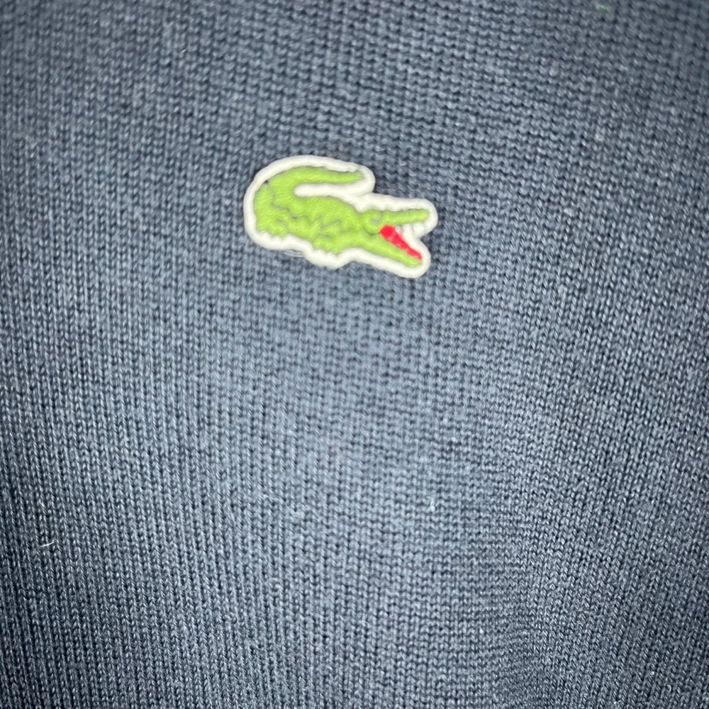 Lacoste V-Neck Sweater Mens 7 XXL Navy‎ Blue 100% Cotton F5178 Pullover Logo